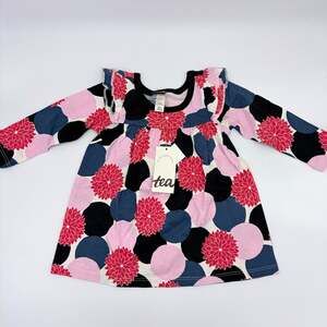 Tea Collection Girls 3-6 Months Floral Cotton Ruffle Tunic Long Sleeve Top
